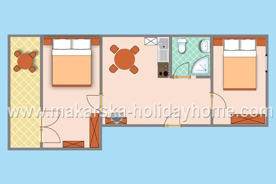 apartmani bekavac makarska tlocrt apartmana